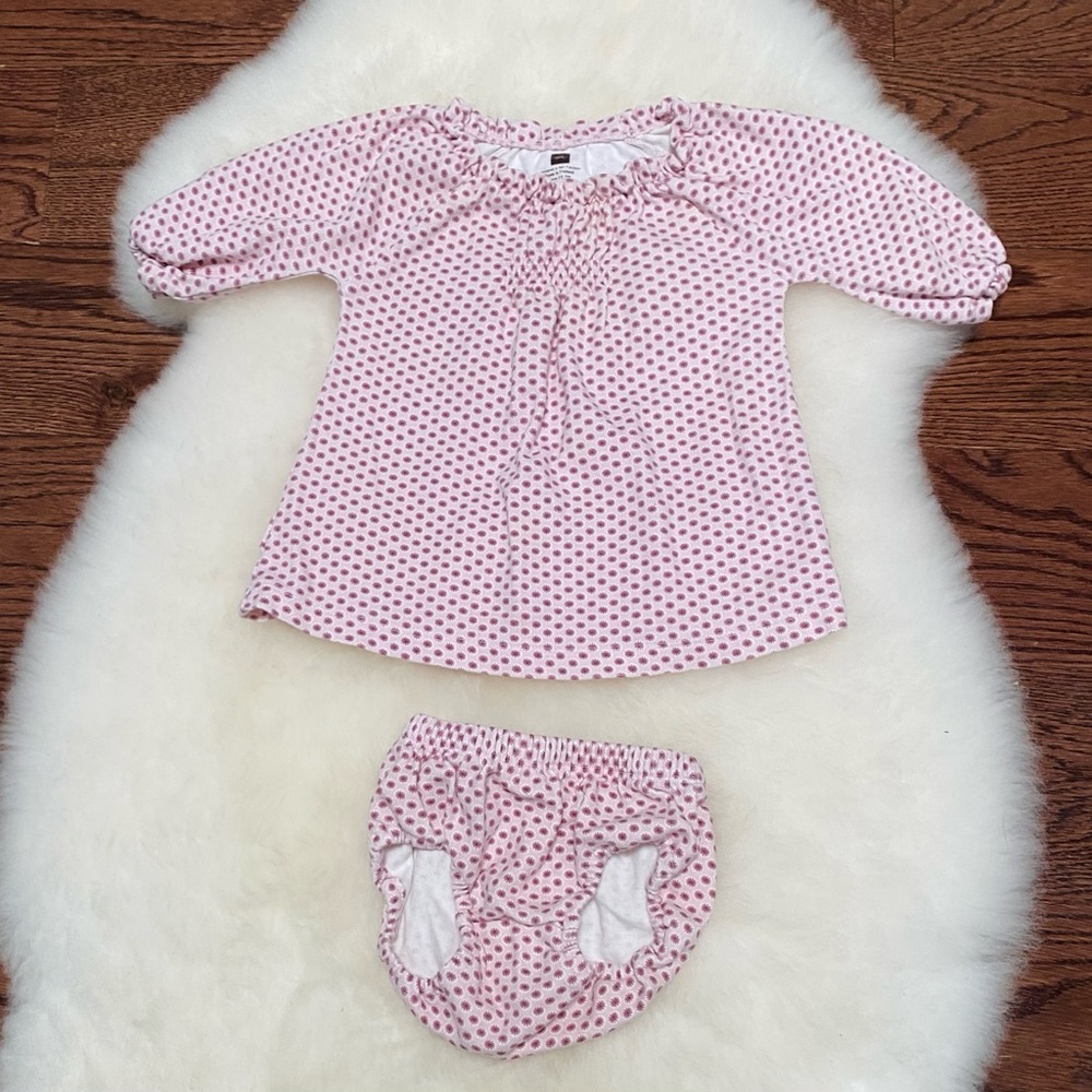 Tea Collection soft mauve dress & bloomers set. 3-6m